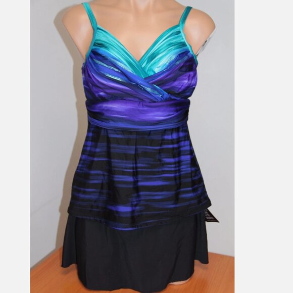 NWT Miraclesuit Swimsuit Tankini 2 pc set sz 10 Deep End Caruso EGG Skirt - Picture 1 of 4